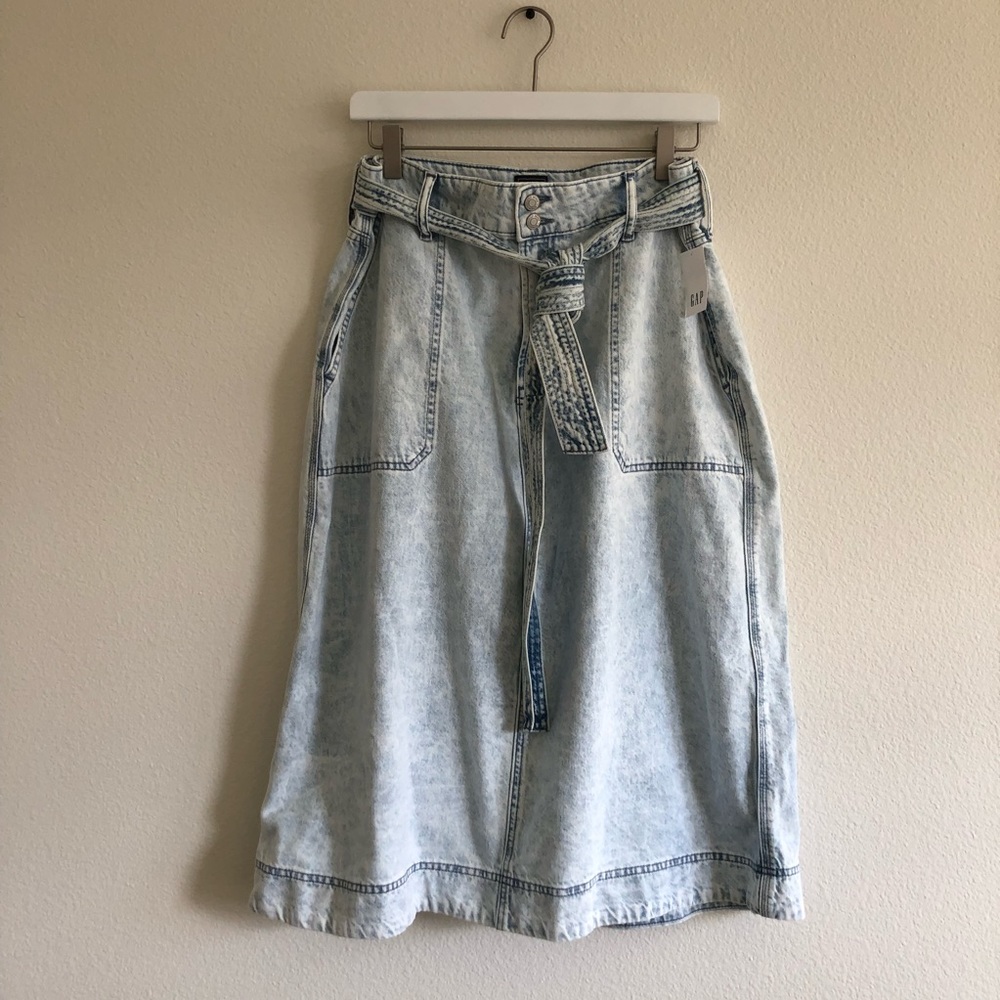 NWT Gap Acid Wash Denim A-Line Skirt 12 Petite